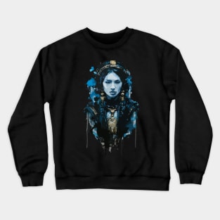 Native American Mayan Girl in Front View Ink Painting Style Crewneck Sweatshirt